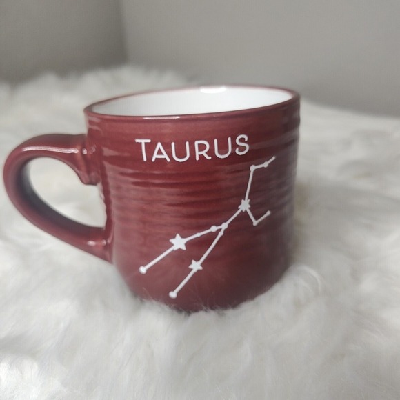 Zodiac Taurus Coffee Mug Tea Cup Latte Horoscope Gift Astrology Maroon The Bull - Picture 3 of 3